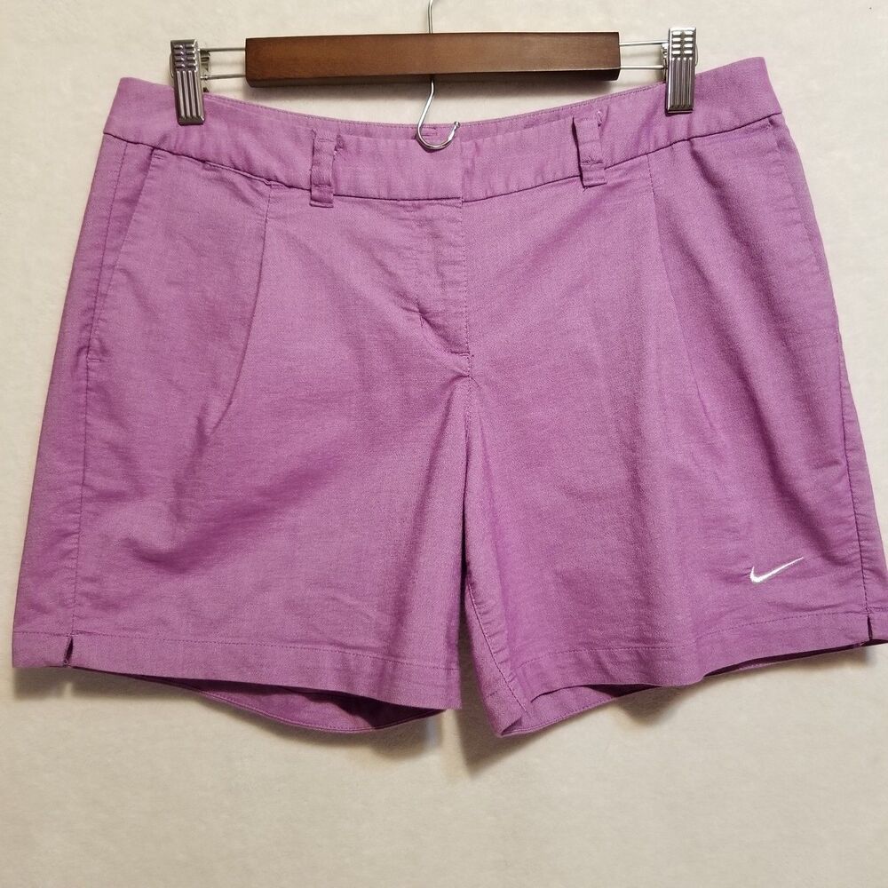 Nike Golf 8 Shorts Purple Dri-FIT Flat Front Chino Preppy Activewear Classic